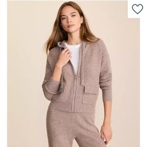 Lou & Grey Heathered Waffle Knit Cloudstitch Zip Hoodie Size Small